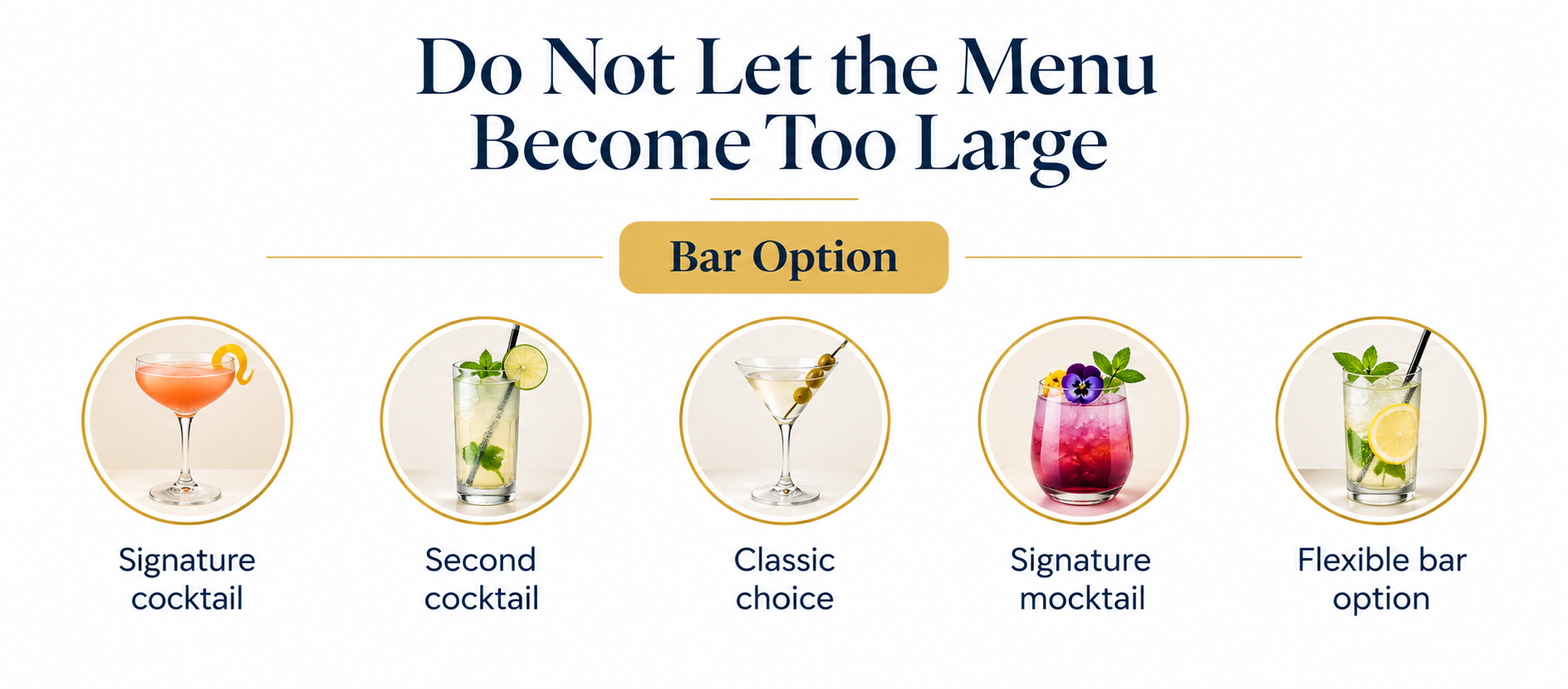 menu with too many cocktails